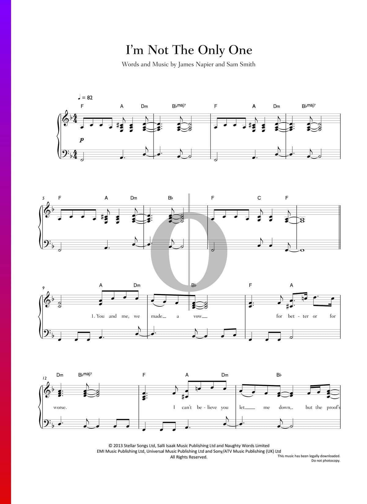I M Not The Only One Sheet Music Piano Voice Pdf Download Streaming Oktav