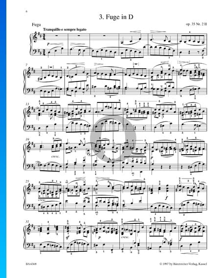 Fuge in D-Dur, Op. 35 Nr. 2 Musik-Noten