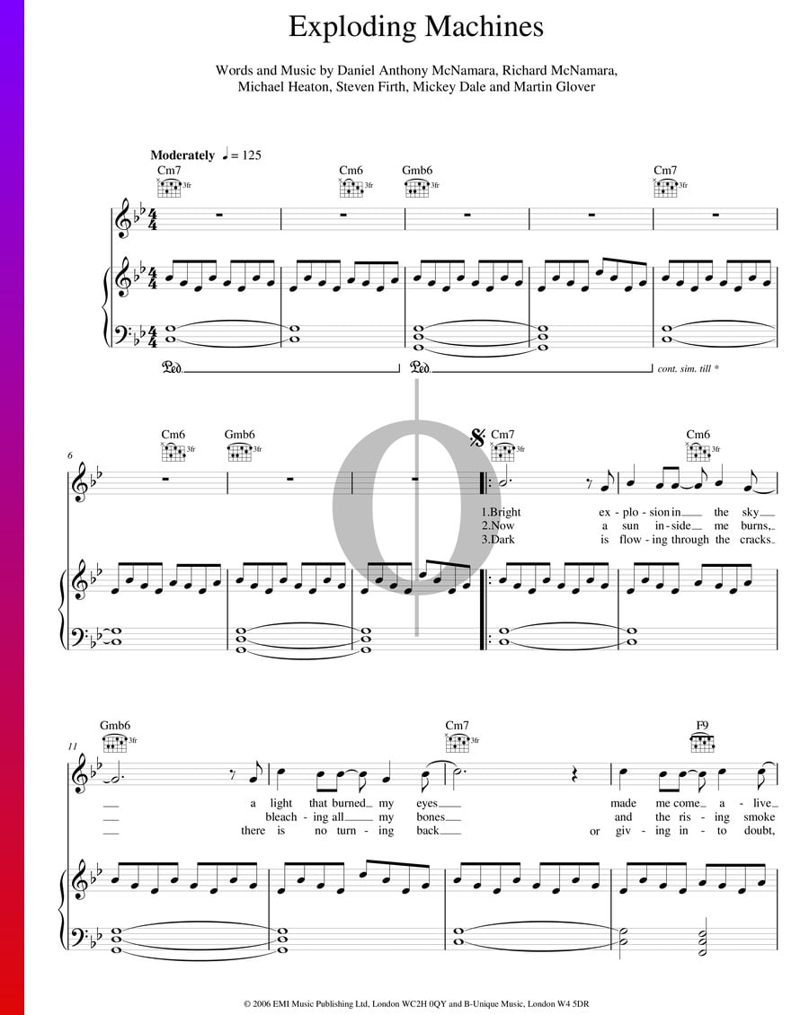 Exploding Machines (Embrace) Piano Sheet Music - OKTAV