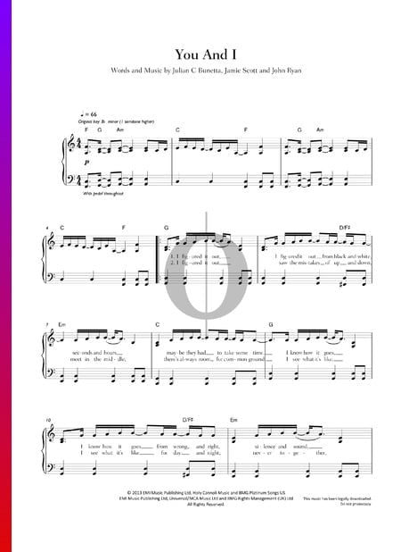 You And I Sheet Music