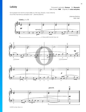 Canción de cuna, Op. 49 n.º 4 Partitura