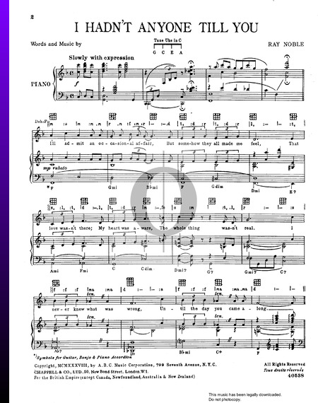 I Hadn't Anyone Till You Musik-Noten