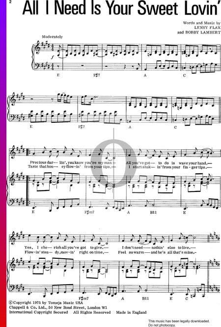 All I Need Is Your Sweet Lovin' Musik-Noten