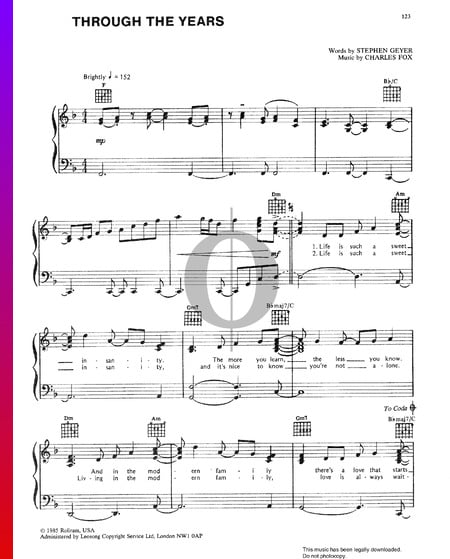 Through The Years Sheet Music