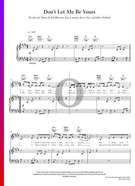 Don't Let Me Be Yours Sheet Music