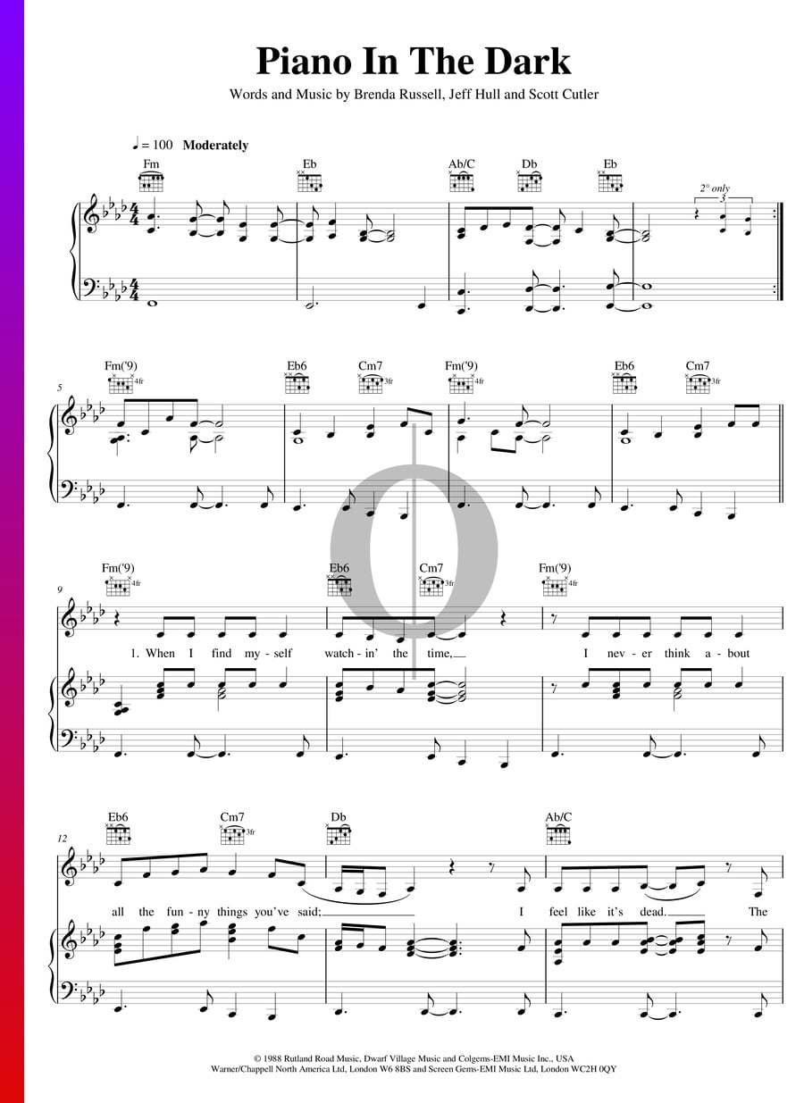 Piano In The Dark (Brenda Russell) Piano Sheet Music OKTAV