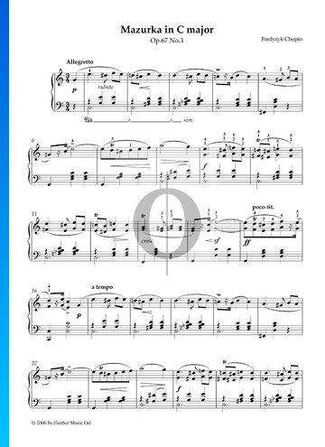 Mazurka in C Major, Op. 67 No. 3 Sheet Music