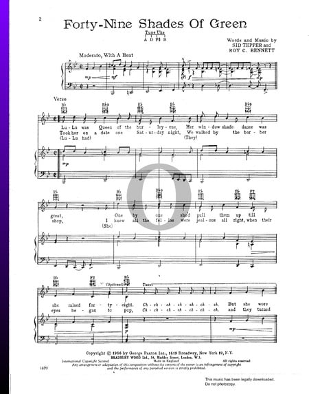 Forty Nine Shades of Green Sheet Music