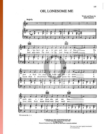 Oh Lonesome Me Sheet Music