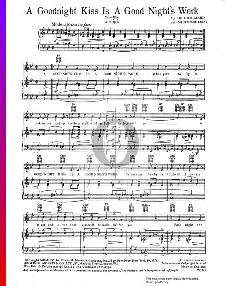 A Goodnight Kiss Is A Good Night's Work Sheet Music