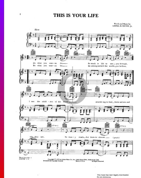 This Is Your Life Sheet Music