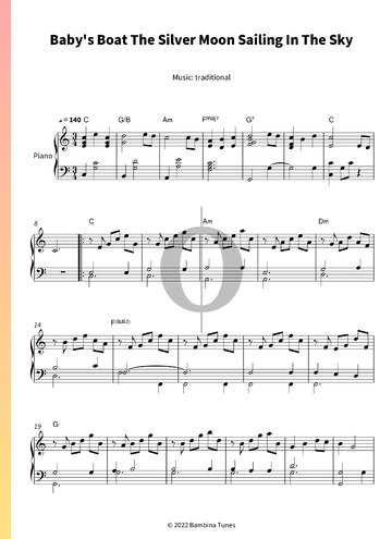 Baby's Boat The Silver Moon Sailing In The Sky Sheet Music
