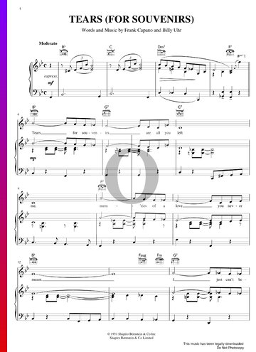 Tears (For Souvenirs) Sheet Music