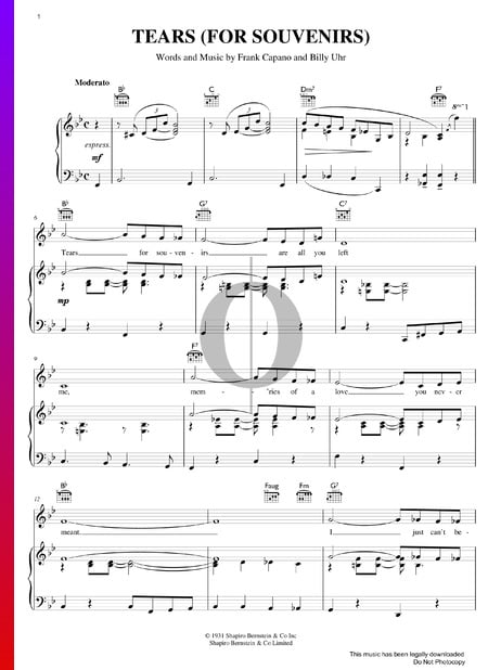 Tears (For Souvenirs) Musik-Noten