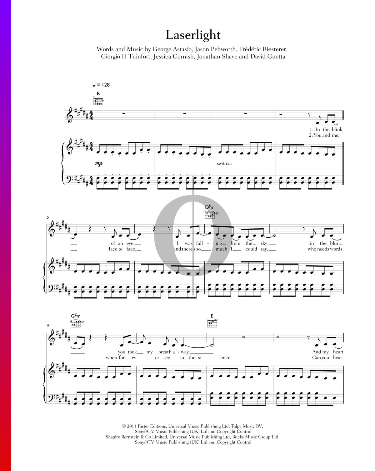 Laserlight Sheet Music Piano Voice Guitar Pdf Download Streaming Oktav