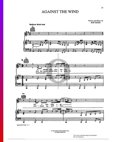 Against The Wind Sheet Music