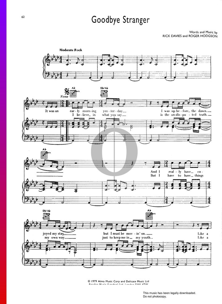Goodbye Stranger » Supertramp Partitions de piano OKTAV