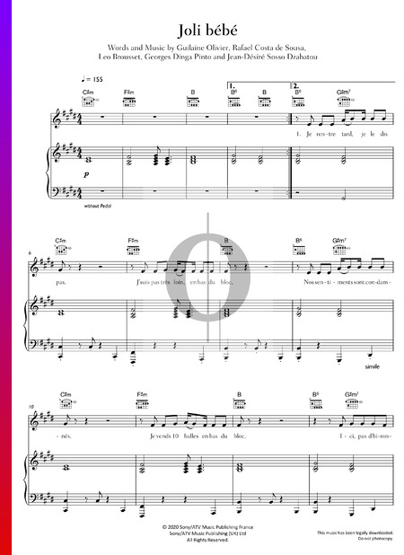 Joli Bebe Sheet Music Piano Voice Guitar Pdf Download Streaming Oktav