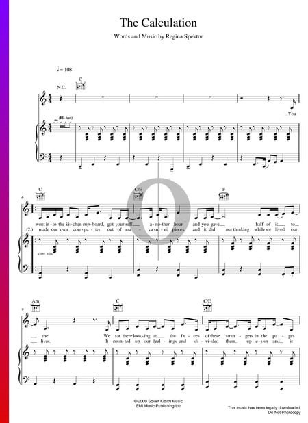 The Calculation Sheet Music