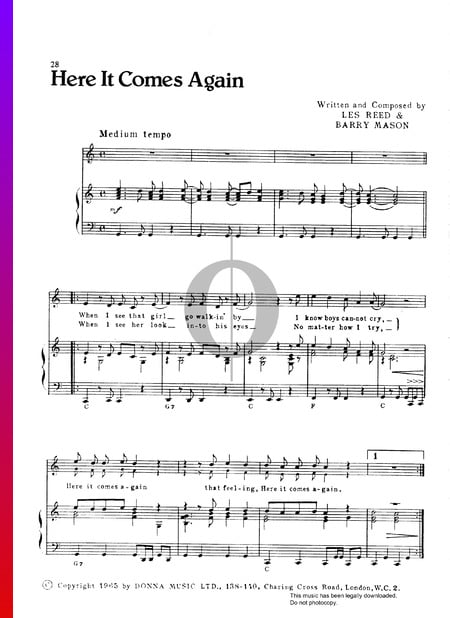Here It Comes Again Musik-Noten