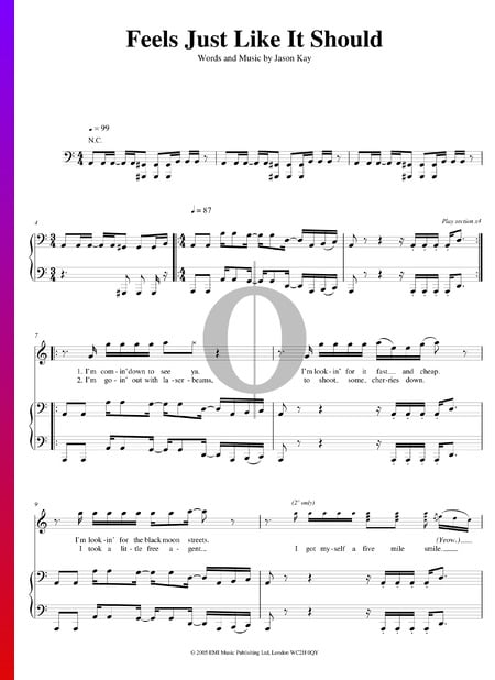 Feels Just Like It Should Sheet Music