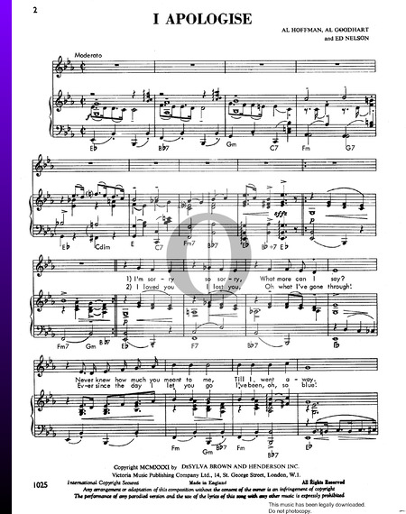 I Apologise Sheet Music