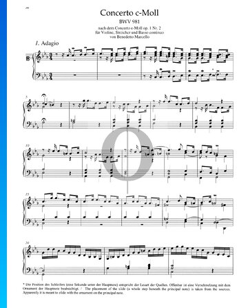 Partition Concerto en Do mineur, BWV 981: 1. Adagio