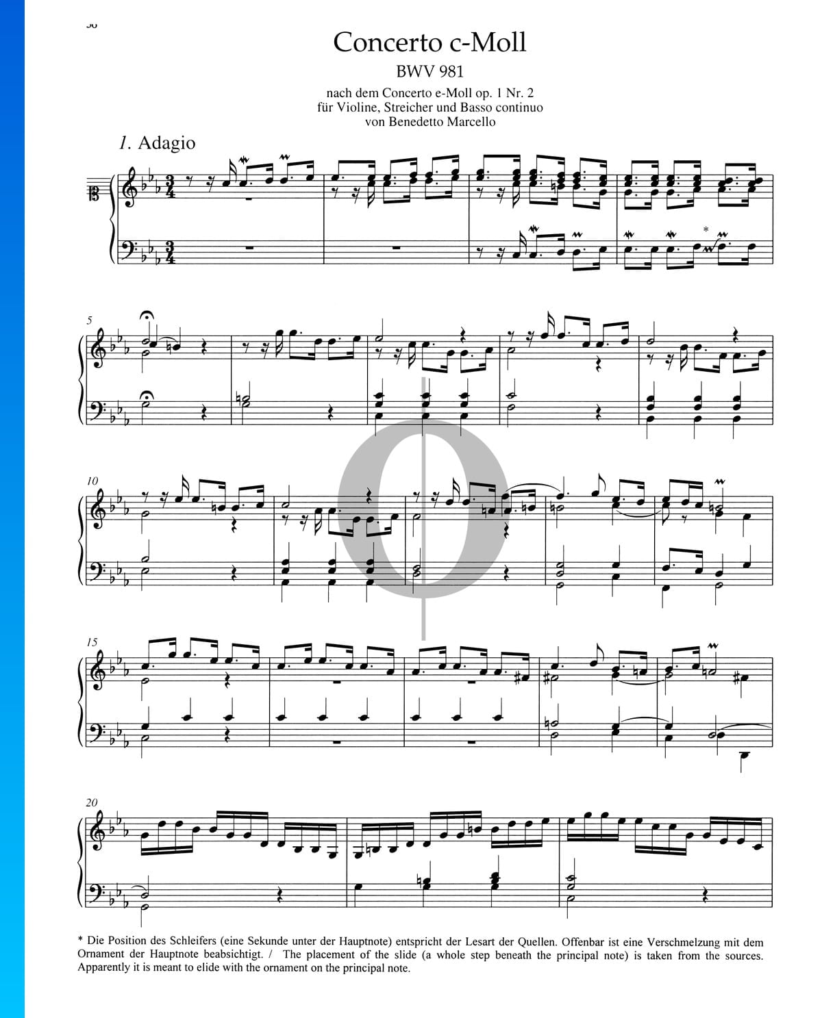 personalizado Filosófico Deshabilitar Concierto en do menor, BWV 981: 1. Adagio Partitura » Johann Sebastian Bach  (Piano Solo) | Descarga PDF - OKTAV