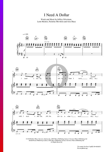 I Need A Dollar Sheet Music