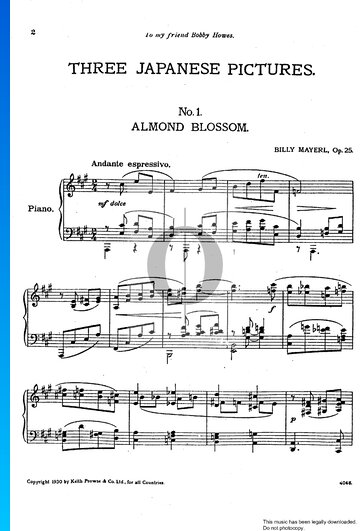 Three Japanese Pictures, Op. 25: No. 1 Almond Blossom Musik-Noten