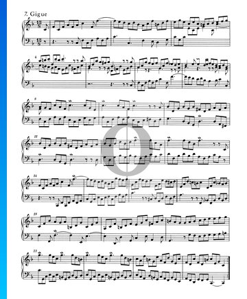 Englische Suite Nr. 4 F-Dur, BWV 809: 7. Gigue Musik-Noten