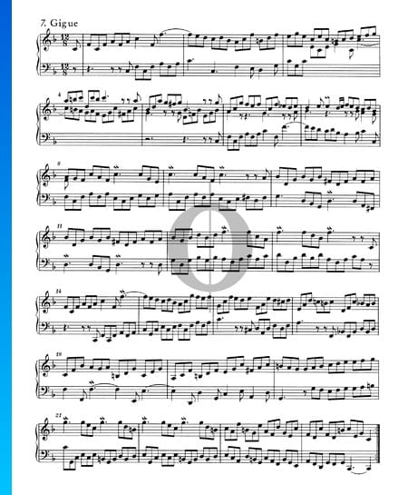 Suites Anglaises No. 4 en Fa Majeur, BWV 809: 7. Gigue Partition