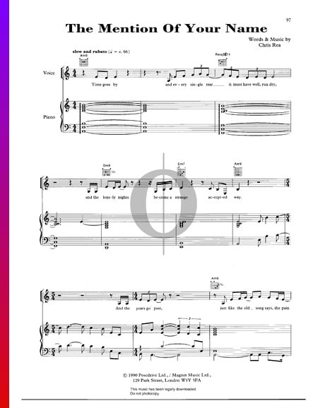 The Mention Of Your Name Sheet Music