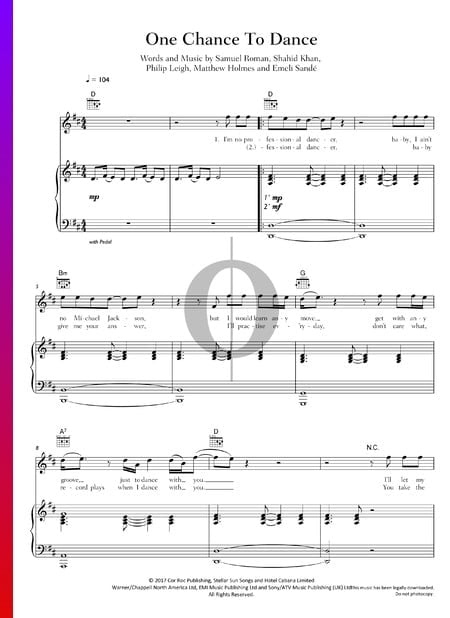 One Chance To Dance Sheet Music