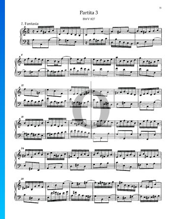 Partita 3, BWV 827: 1. Fantasia bladmuziek