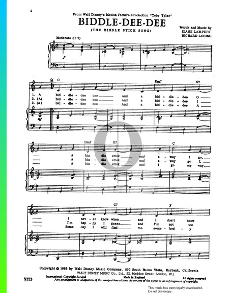 Biddle-Dee-Dee (The Bindle Stick Song) Sheet Music