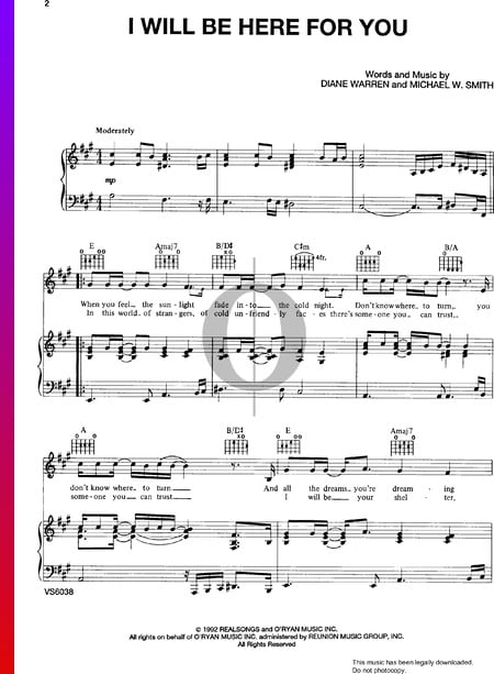 I Will Be Here For You Sheet Music