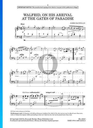 Walfrid On His Arrival At The Gates Of Paradise Sheet Music