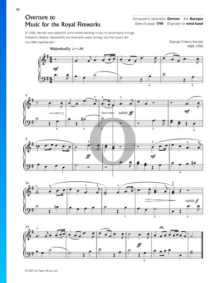 Music for The Royal Fireworks, HWV 351: Overture Sheet Music