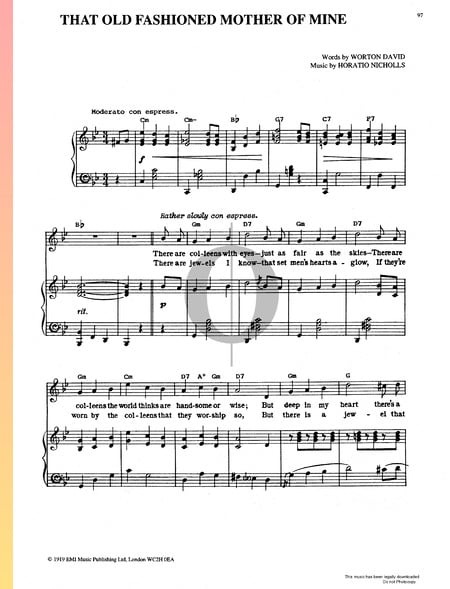 That Old Fashioned Mother Of Mine Partitura