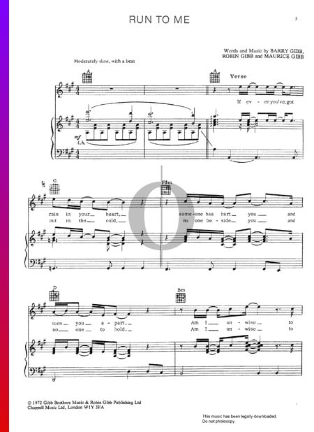 Run To Me Sheet Music