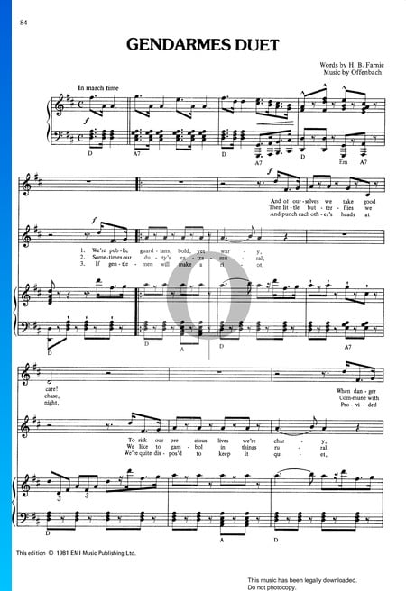 Gendarmes' Duet (Geneviève de Brabant) Sheet Music