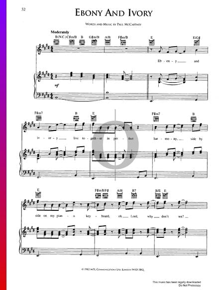 Ebony And Ivory Partitura