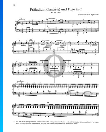 Prelude (Fantasia) and Fugue in C Major, KV 394 (383a) Spartito