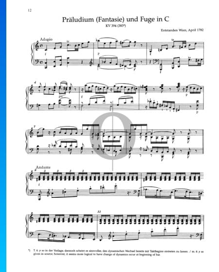 Prelude (Fantasia) and Fugue in C Major, KV 394 (383a) Sheet Music