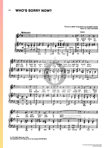 Who's Sorry Now Sheet Music