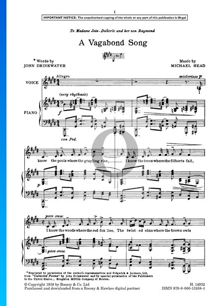 A Vagabond Song Partitura