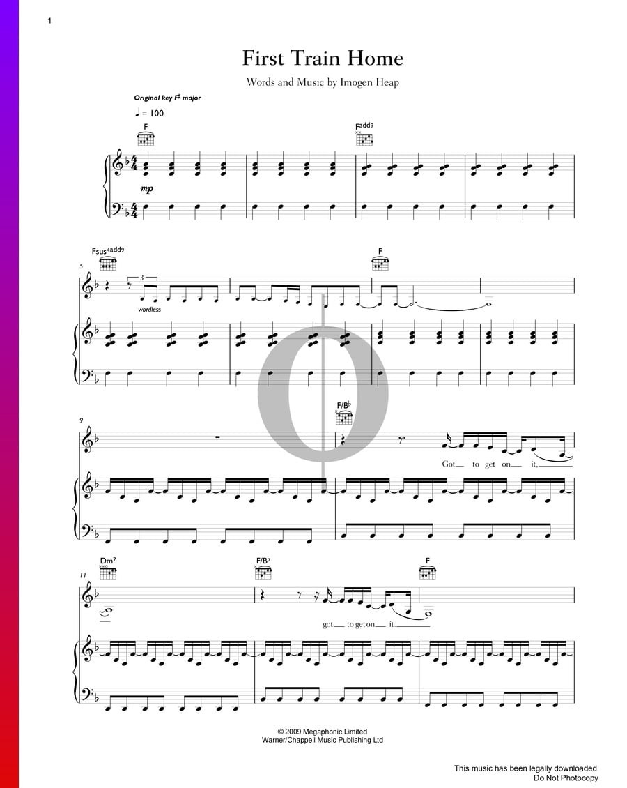 First Train Home » Imogen Heap Partitions de piano OKTAV