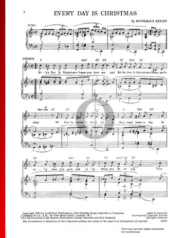 Every Day Is Christmas Sheet Music
