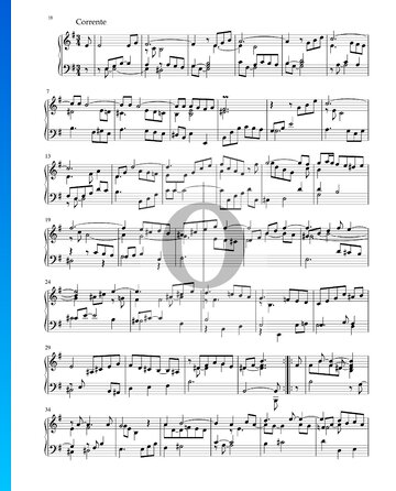 Partita en mi menor, BWV 1002: 3. Corrente Partitura